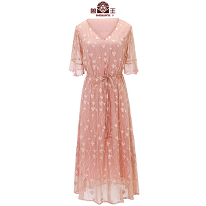 兽王重磅真丝连衣裙春夏新款洋气高端时尚显瘦气质桑蚕丝裙子