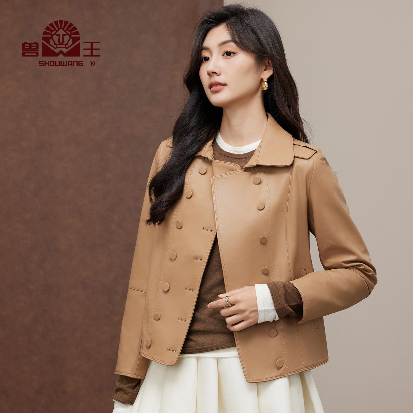 兽王海宁皮衣女秋冬新款韩版修身短款小个子绵羊皮皮夹克外套上衣,女装/女士精品,皮衣,淘宝优惠券,粉丝福利购,淘宝优惠卷