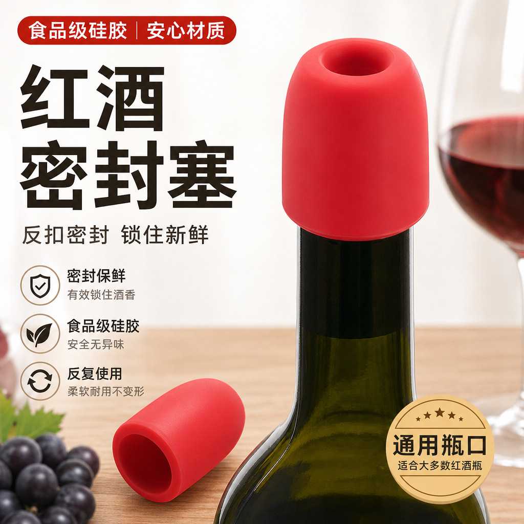 红酒塞抽真空瓶塞通用型食品级硅胶红酒葡萄酒瓶子密封塞香槟塞