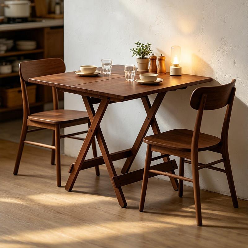 实木可折叠餐桌家用小户型方桌阳台茶桌2026新款商用餐饮接待桌子图片