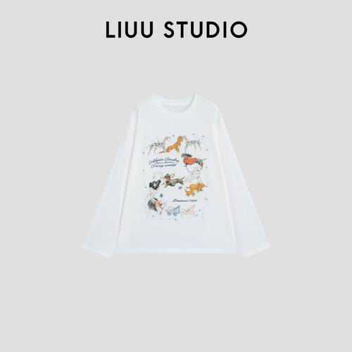 【美丽局】狗狗乐园 | 圆领印花轻薄透气长袖T恤 LWAATW170