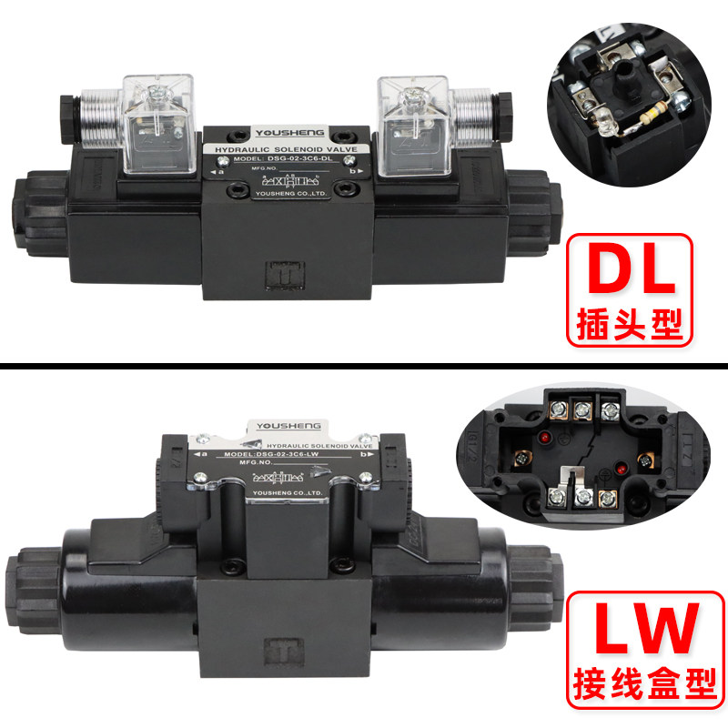 液压电磁阀DSG-02-3C2/3C3/3C4/3C6双头D24V/A220V双向液压换向阀