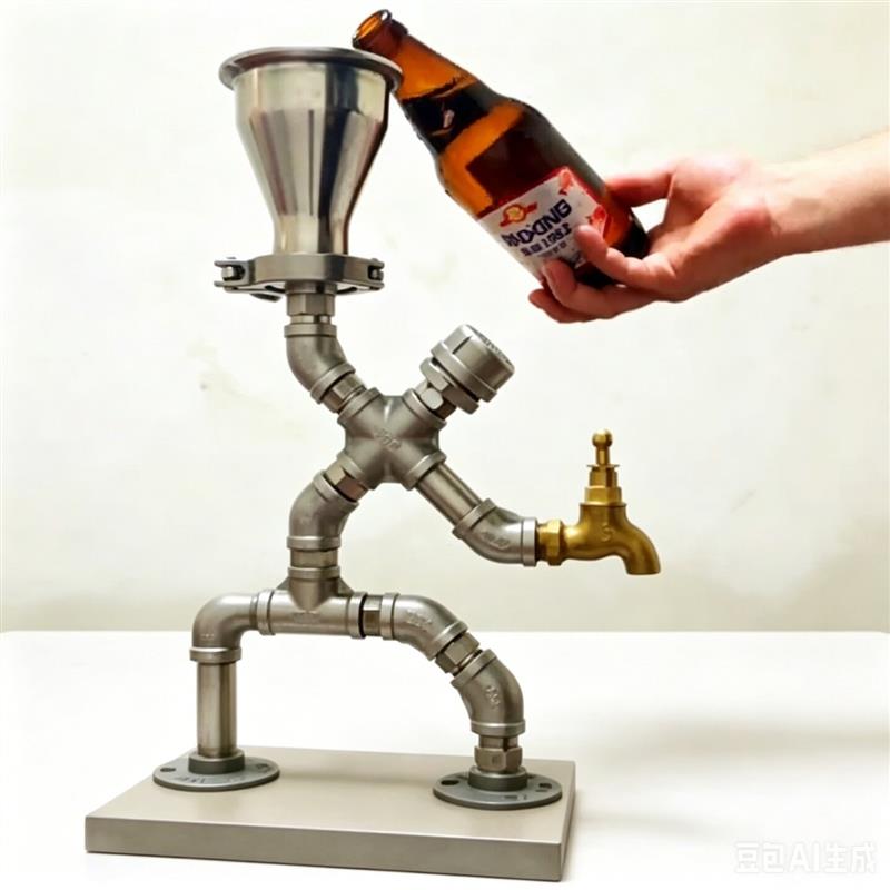 不锈钢水管机器人创意个性咖啡厅酒吧台装饰摆件洋酒架分酒器配件