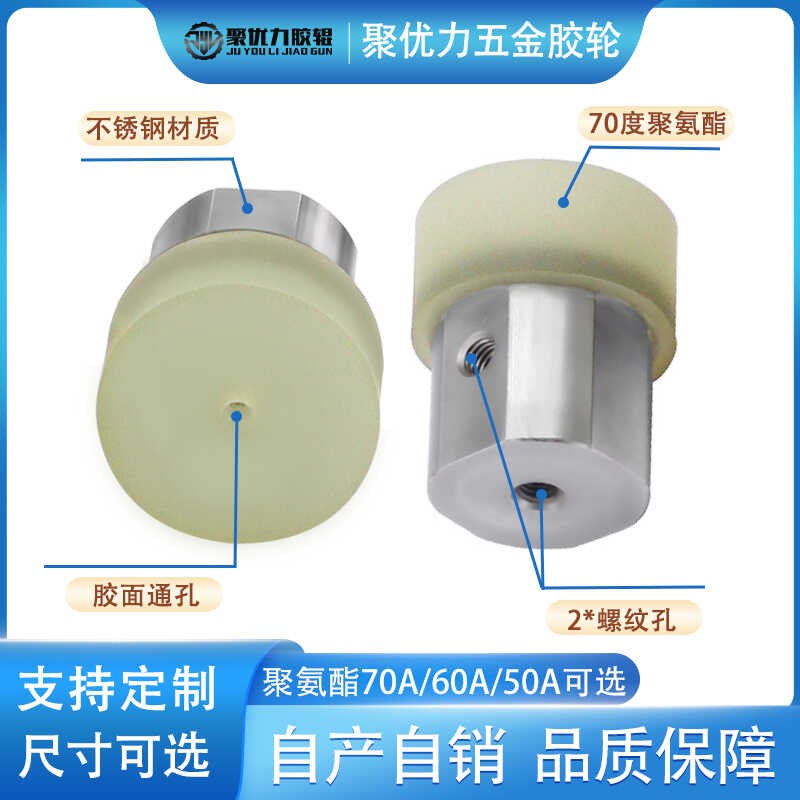 聚氨酯包胶螺母通气压袋头防撞减震内螺纹通孔型70度气缸连接压头