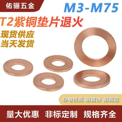 T2紫铜垫片22*30*1紫铜密封垫片船用垫片22X30X1汽车垫片铜平垫