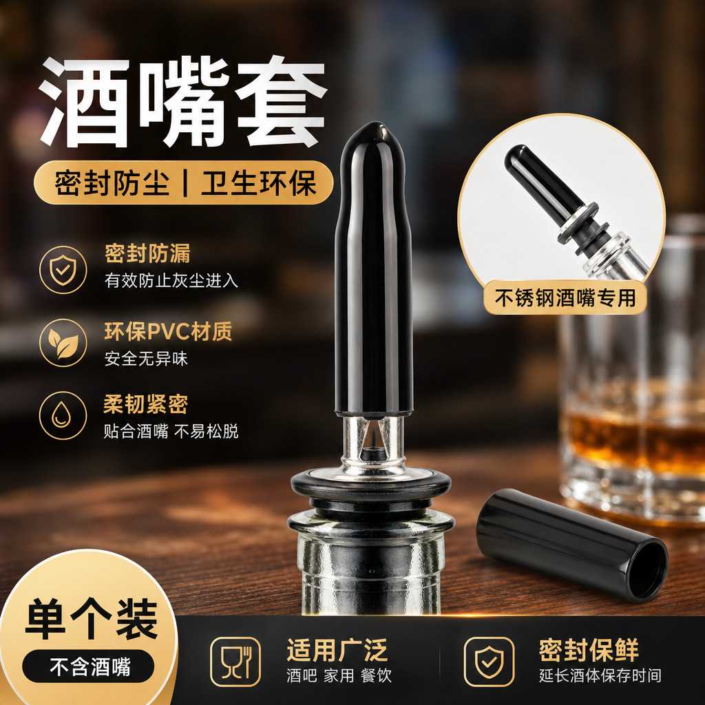 不锈钢倒酒器酒嘴红酒塞鸡尾酒酒塞瓶塞带帽保鲜塞带酒帽倒酒嘴