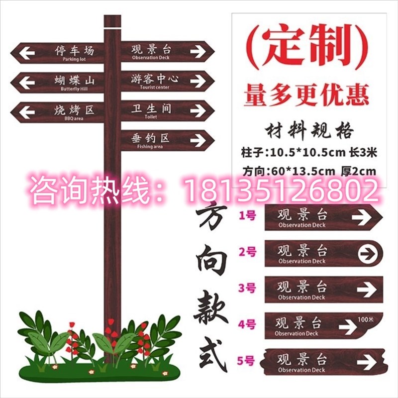 宣传栏立式指路牌定制防腐木花草牌提示牌警示牌告示牌景区指示牌