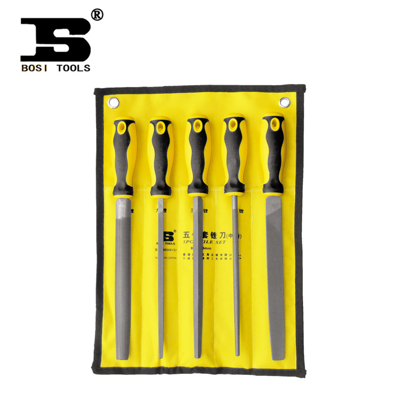 波斯工具 五件套锉刀(中齿) 防水布袋6 8 10 扁锉圆锉整形锉新品