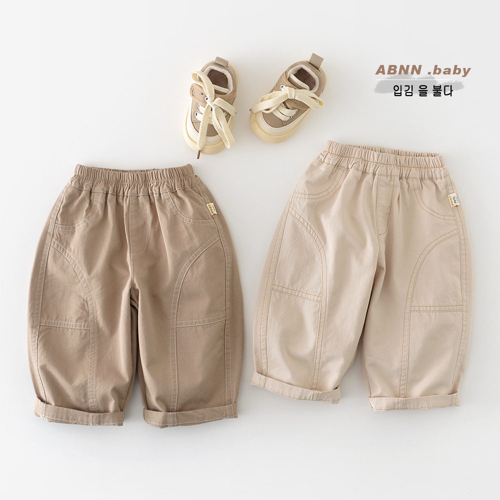 婴儿全棉裤子秋装新款男童韩版工装裤儿童春秋宽松宝宝洋气直筒裤