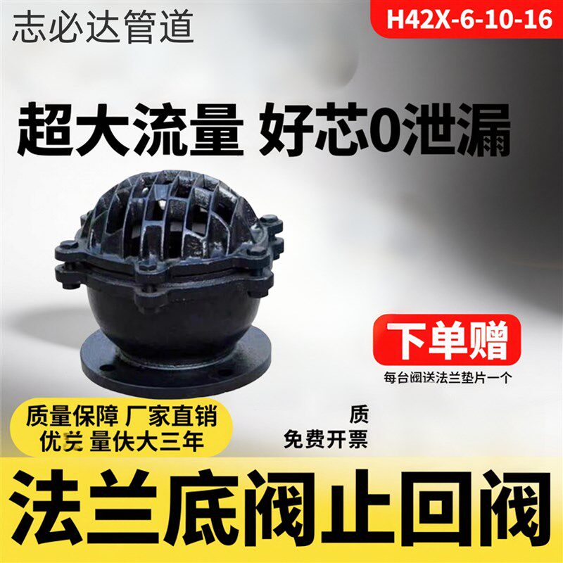铸铁底阀H42X-6/10/法兰升降式底阀/抽水泵底阀/花篮止回阀图片