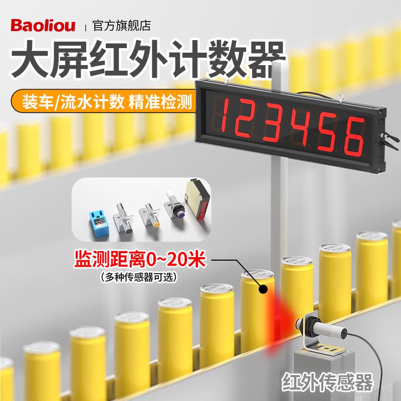 LED大屏计数器输送带流水线电子读数器点数量智能红线外线记数器