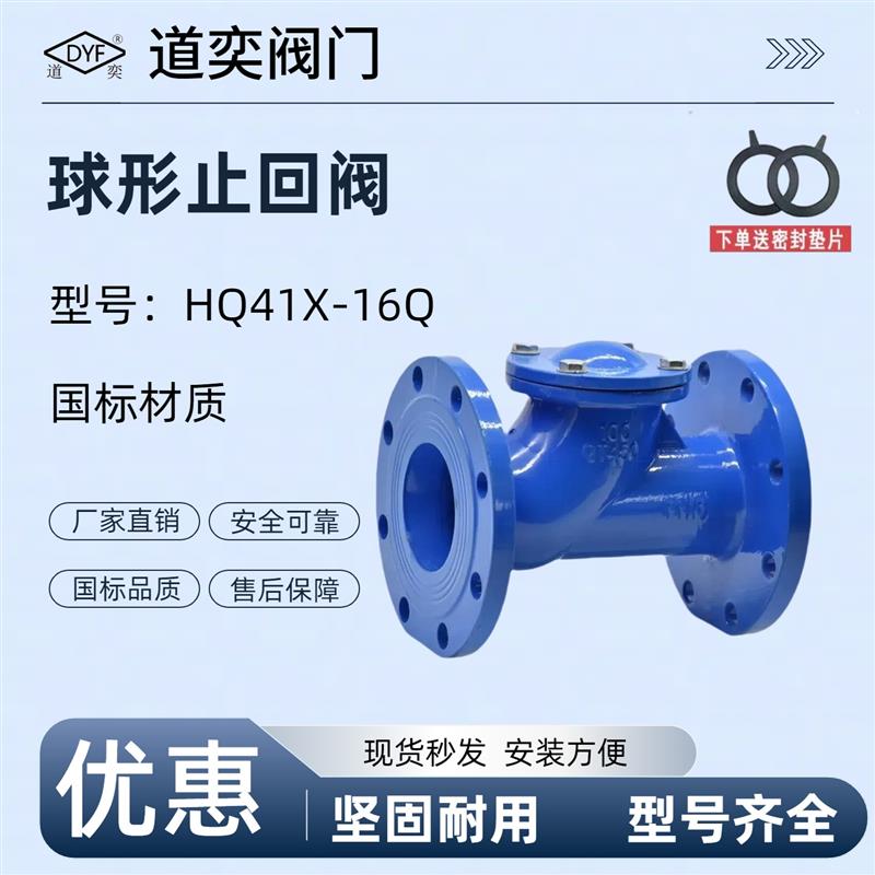 HQ41X-16Q球墨铸铁球形止回阀 污水止回阀滑道滚球式橡胶球止回阀图片