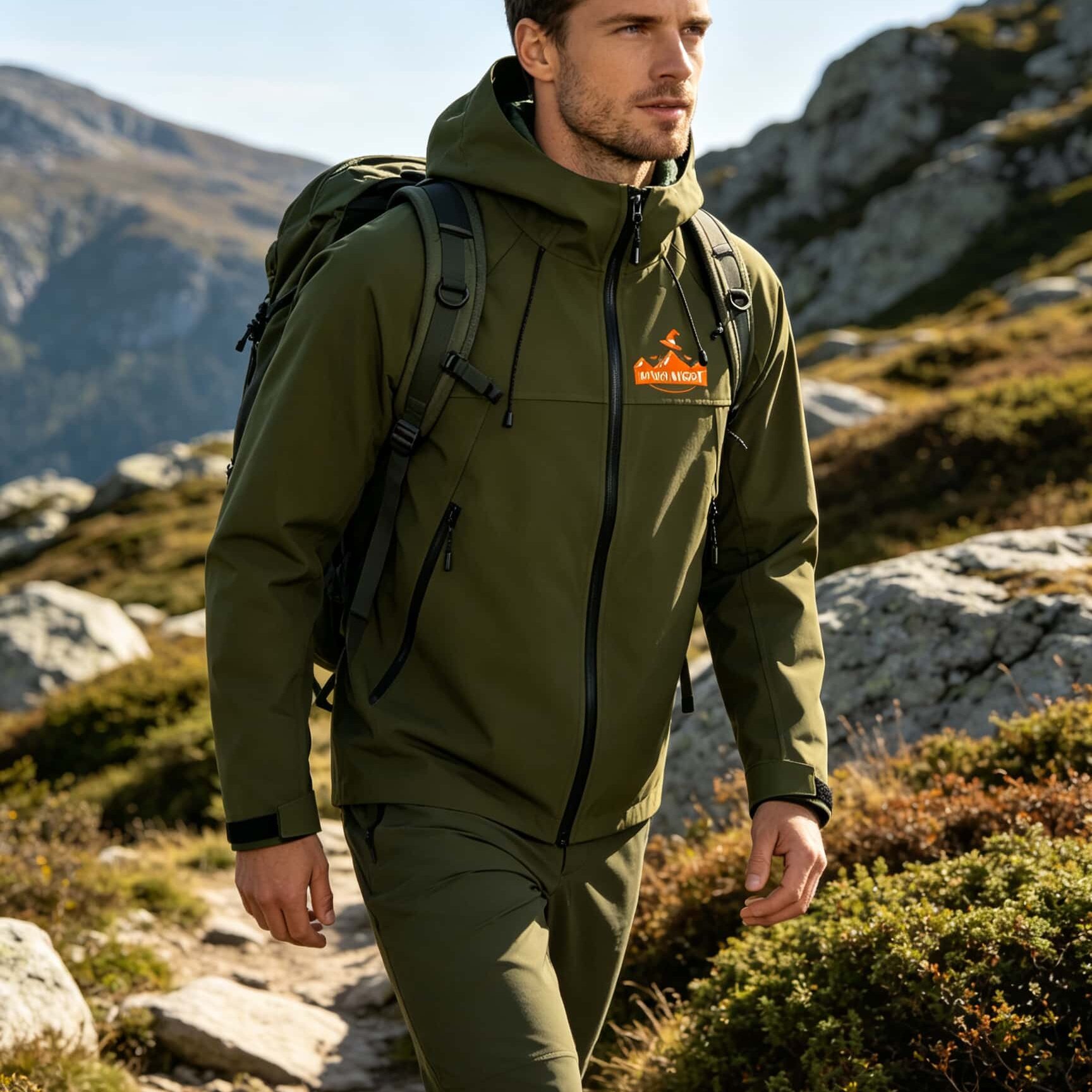 VAKAUP男士连帽防水登山冲锋衣