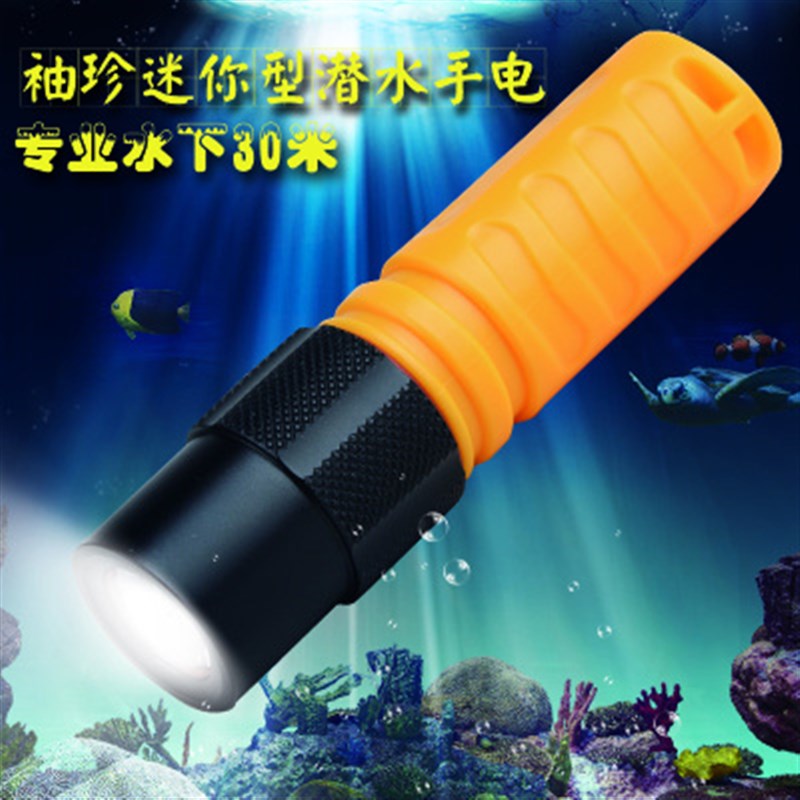 迷你潜水手电筒18650充电便携式水陆两用远射防水led高亮水下照明