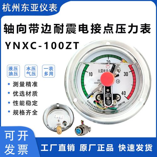 杭州东亚仪表YNXC-100ZT轴向带边耐震抗震电接点压力表40 60MPa