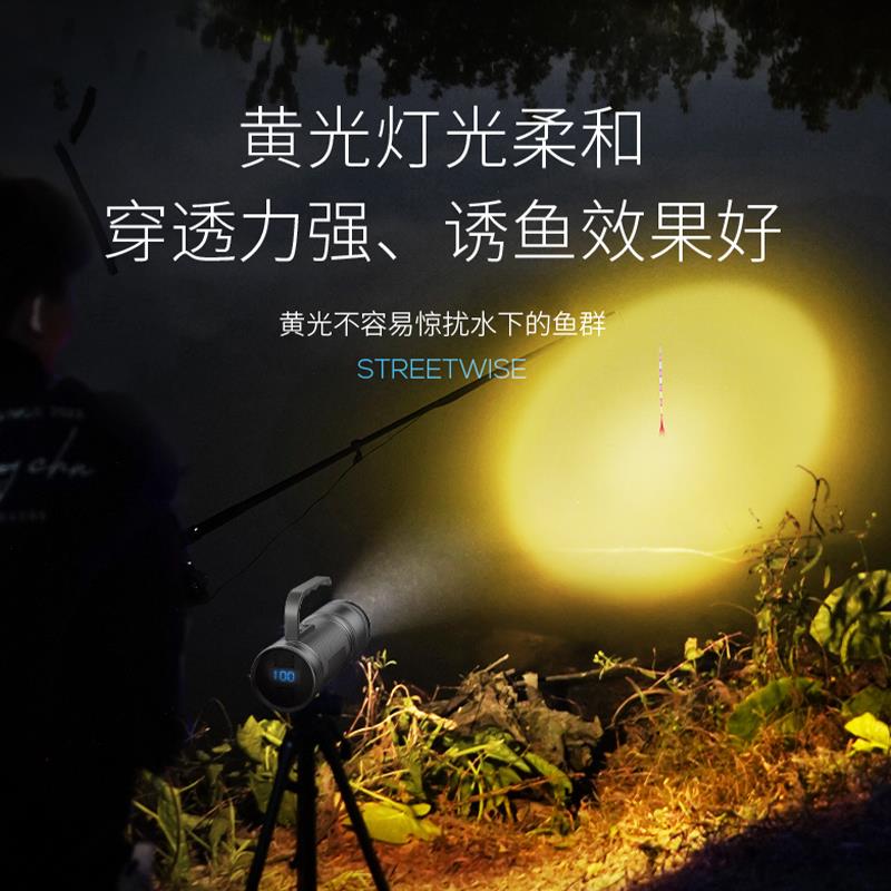 德国2025新款夜钓灯激光镭射炮四光源野钓鱼黑坑黄蓝光照射灯