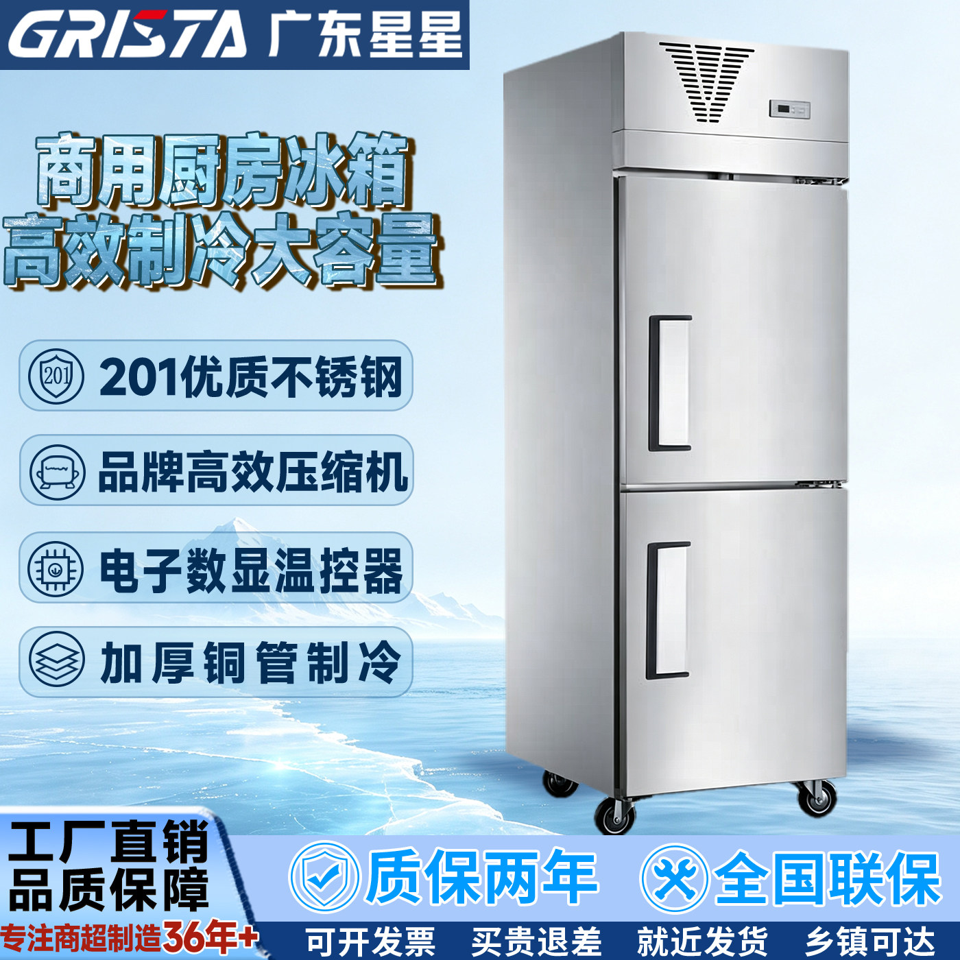 广东星星两门冰箱商用厨房