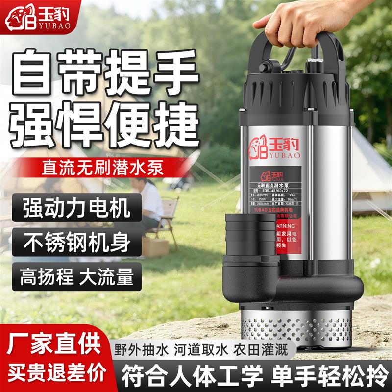 48V60V72V直流潜水泵电瓶车24伏果园农用灌溉高扬程浇菜12V抽水泵