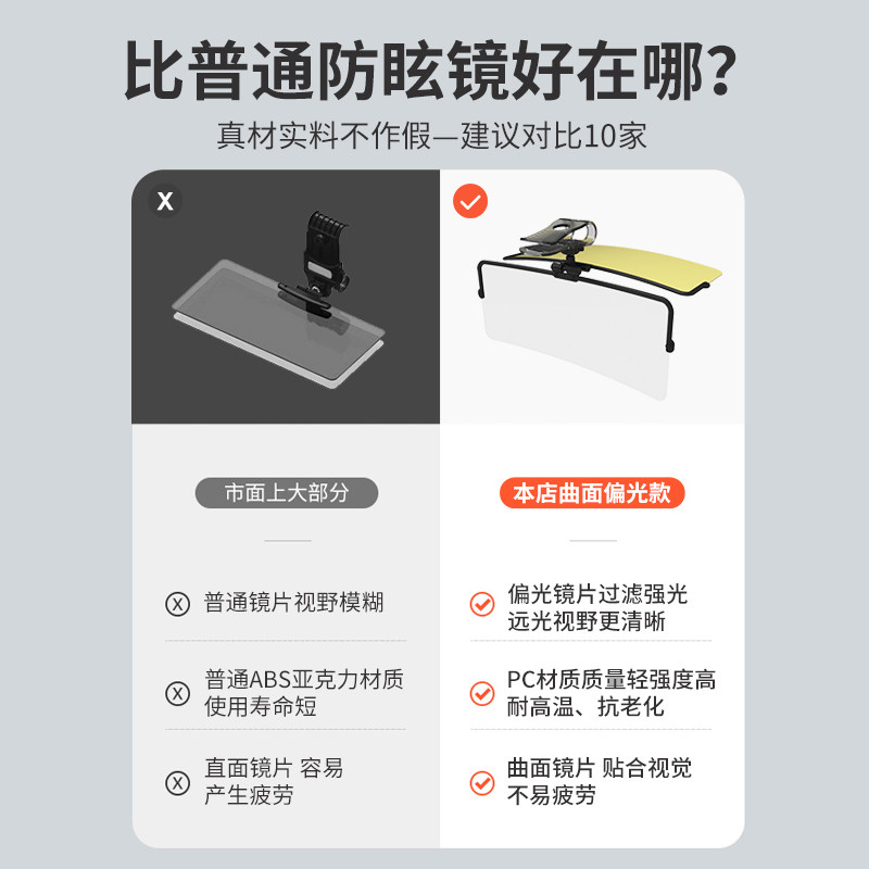 汽车防远光灯神器防强光护目镜夜间开车防眩目日夜两用遮阳板通用