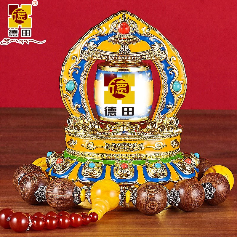 德田彩绘车载车内饰品工作台太阳能藏式旋转永动汽车摆件装饰用品