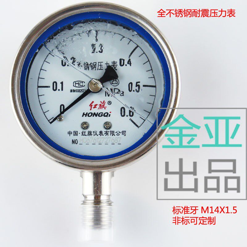 红旗压力表YN60BF不锈钢耐震抗震压力表真空耐高温防腐蚀ytn-60bf图片