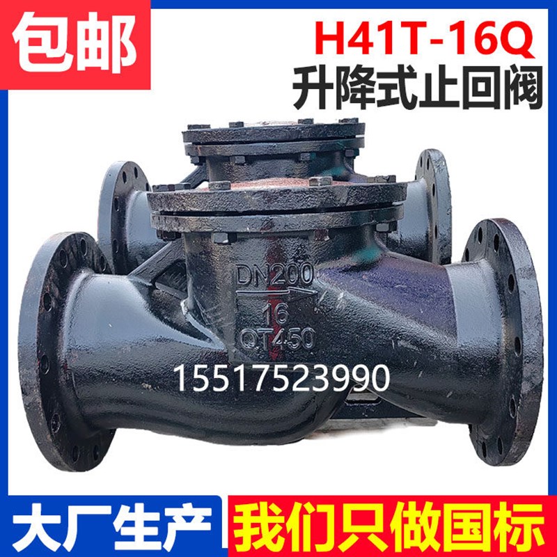 H41T-16升降式止回阀铸铁法兰逆止阀国标重型DN65 80 100 150 200