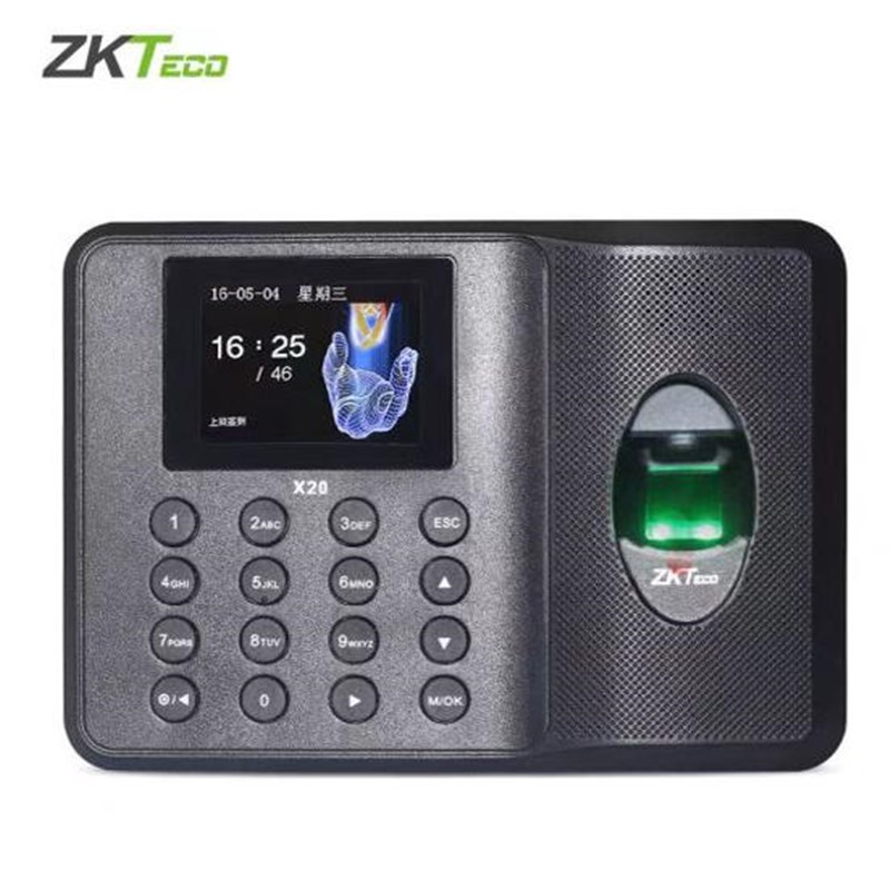 zkteco熵基X20指纹考勤机打卡机上下班签到机免软件自动生成报表