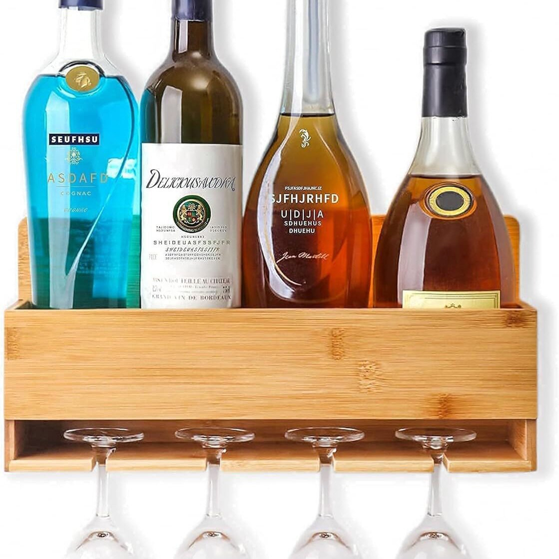 批发实木酒柜酒架红酒高脚杯架挂墙置物架装饰架现代简约壁挂墙上
