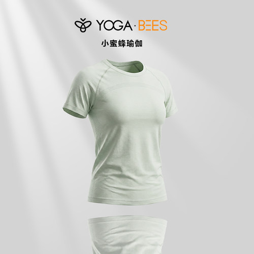 Yogabees小蜜蜂瑜伽浅色运动短袖