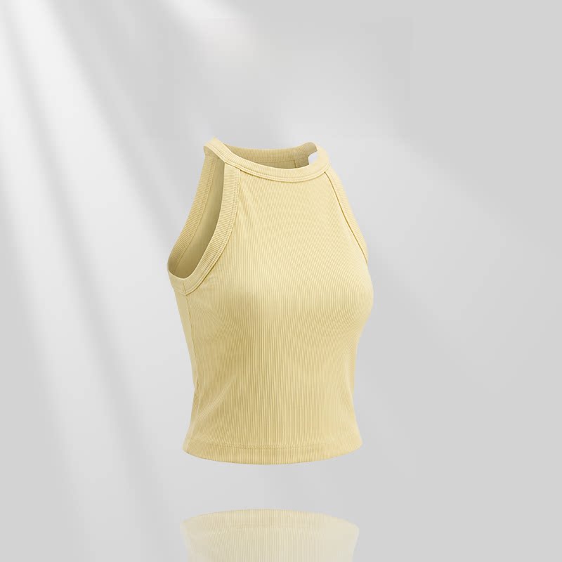 YOGABEES小蜜蜂无袖短款背心修身瑜伽服健身运动普拉提固定一体杯