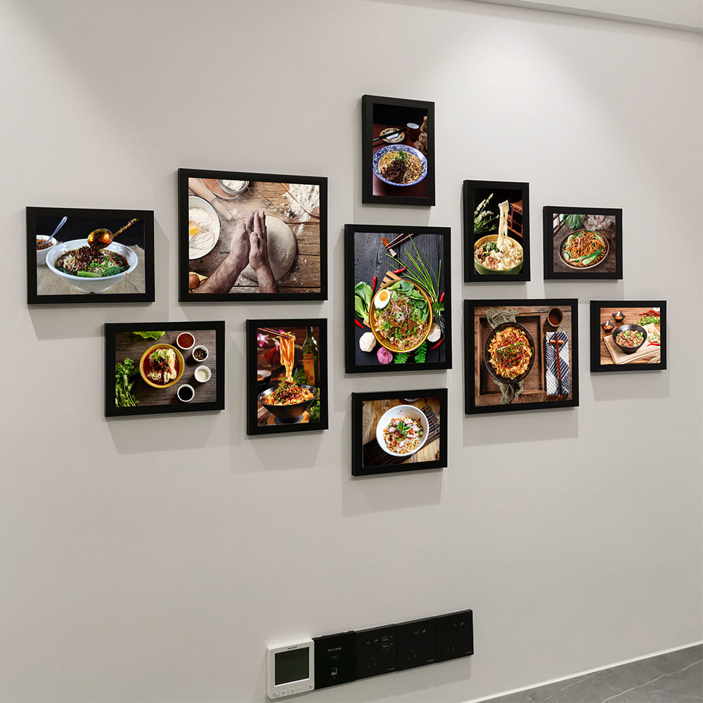 餐厅面馆墙面装饰照片墙组合挂墙相框免打孔饭厅餐桌壁画挂画高级