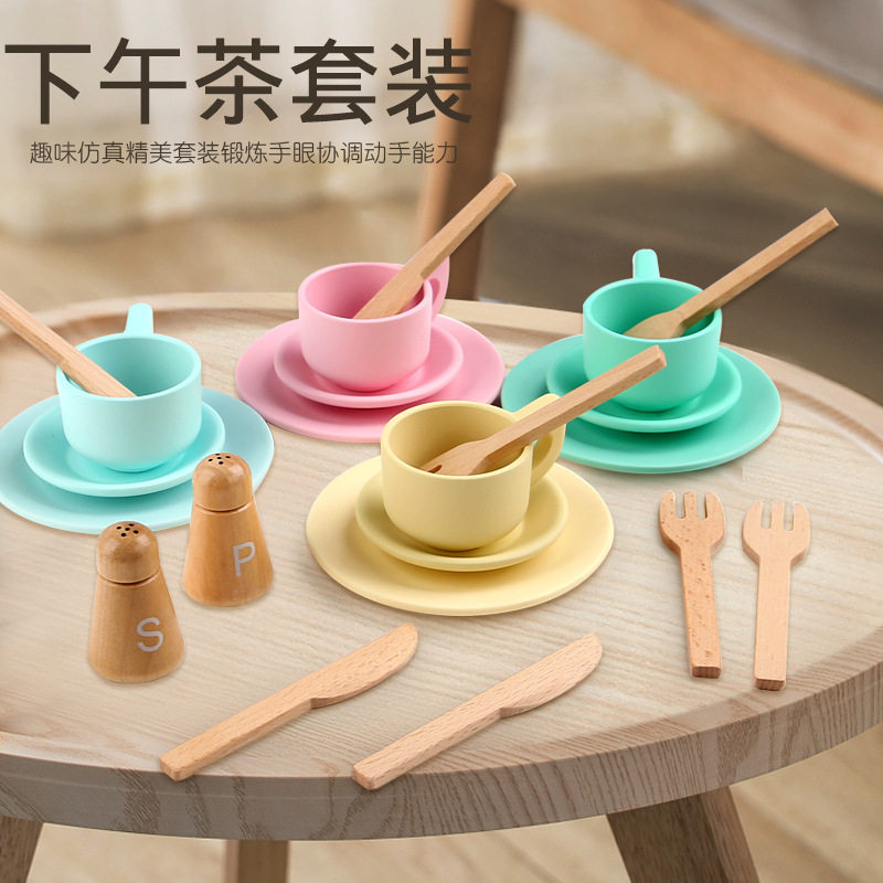 木制儿童仿真过家家模拟煮饭炒菜小灶台厨房烹饪锅具套装益智玩具