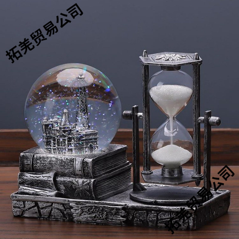 个性房间复古沙漏计时器装饰品创意摆件客厅酒柜水晶球家居电个性