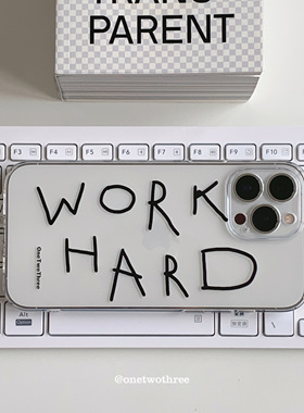 OneTwoThree努力工作适用苹果13手机壳iPhone12promax透明11软壳X