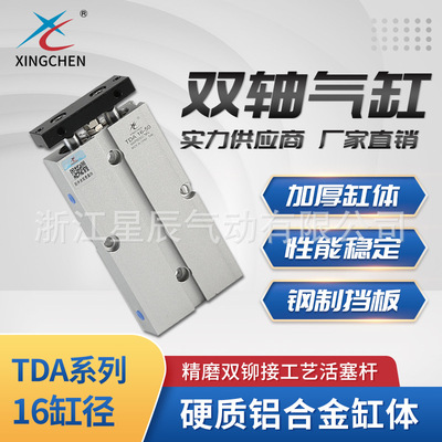 星辰气动TDA16缸径双轴双杆气缸气动元件小型双活塞气缸