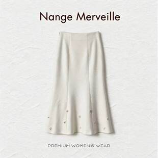 楠歌Nange【云珠涟影】A字半身裙女高腰珍珠中长裙-26YD656983