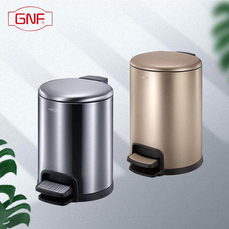 GNF圆形不锈钢3升脚踏式垃圾桶小号有盖房间酒店洗手间外贸出口