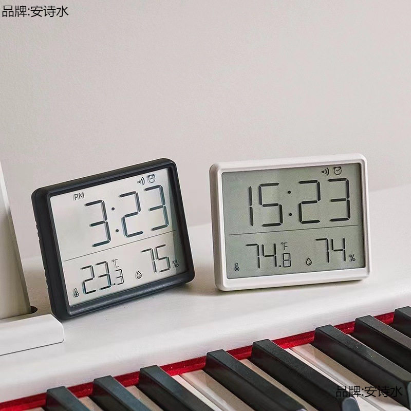 纤薄磁吸厨房时钟简约数字钟可挂壁多功能温湿度粘贴电子表