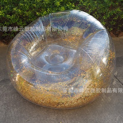 直供透明PVC充气彩灯LED沙发 亮片彩色纸单人沙发 吹气玩具沙发