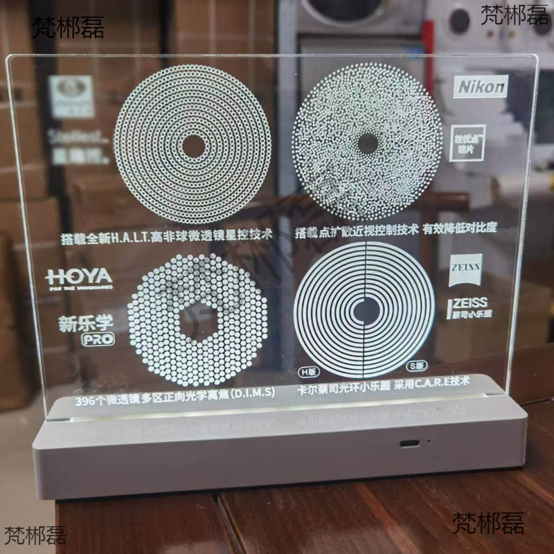 眼镜店道具展示灯牌四合一可充电渐进道具灯控优点星多点离焦镜片