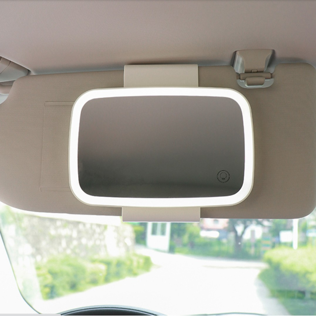 通用镜汽车LED化妆镜子车载遮阳板高清内饰镜车用手指触控开关