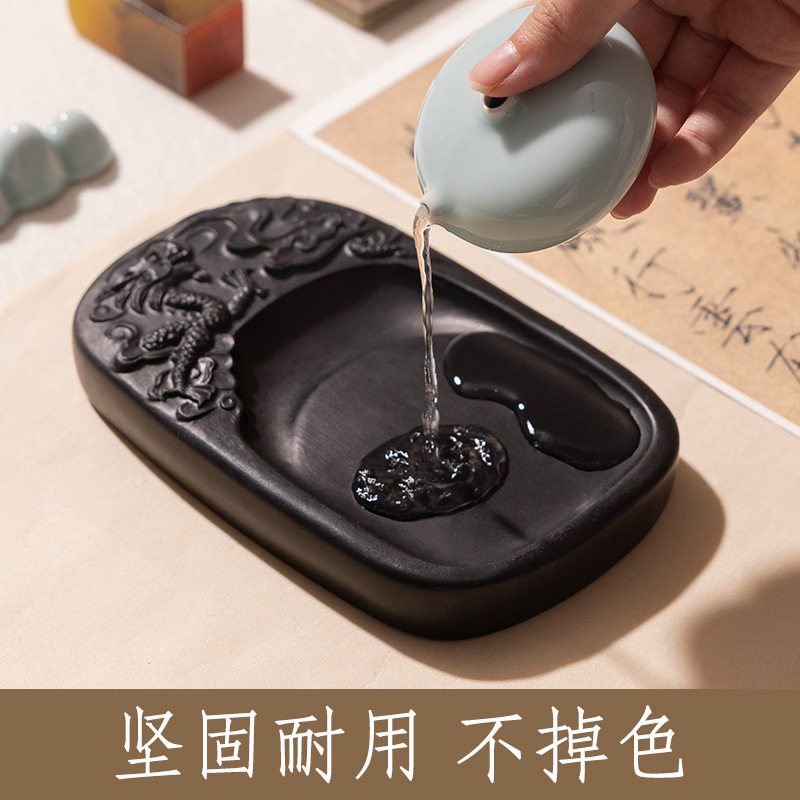 砚台书法专用墨砚不干墨天然原石可研墨毛笔墨砚台磨墨带盖安徽歙图片