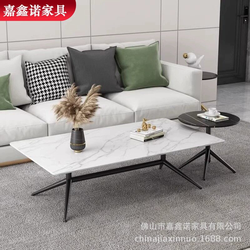 意式轻奢岩板茶几简约小户型家用客厅泡茶创意工作室茶几公寓桌
