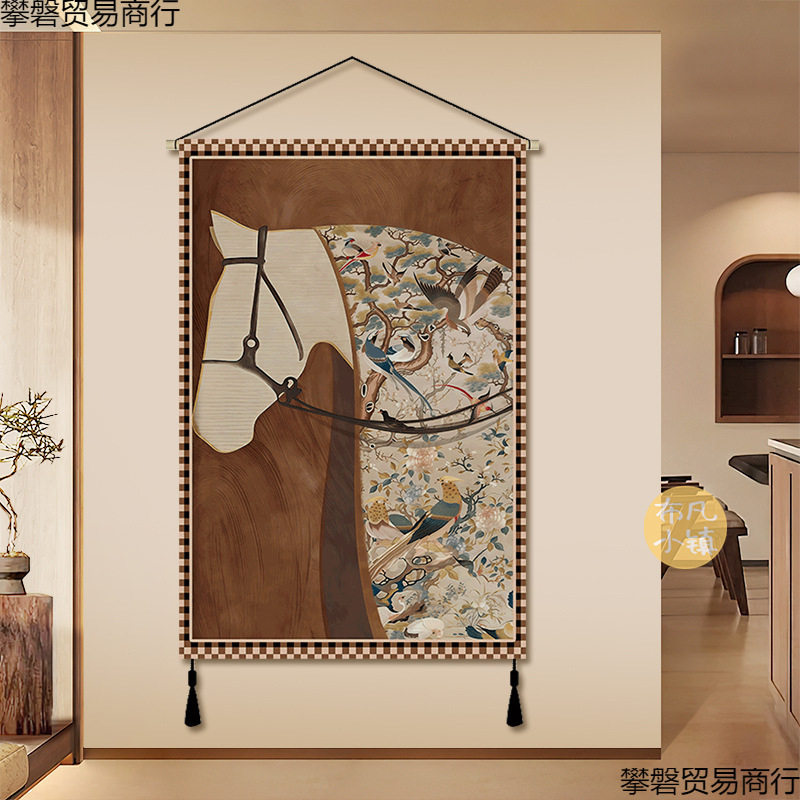 中古风法式沙发背景挂画餐厅客厅复古挂布背景布挂毯床头画卧室画图片