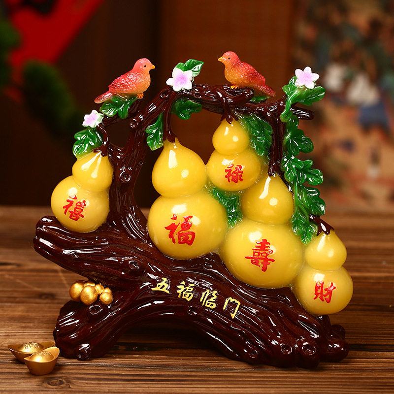 仿玉葫芦摆件招财旺宅福禄家居客厅电视柜摆设风水玄关店铺装饰品