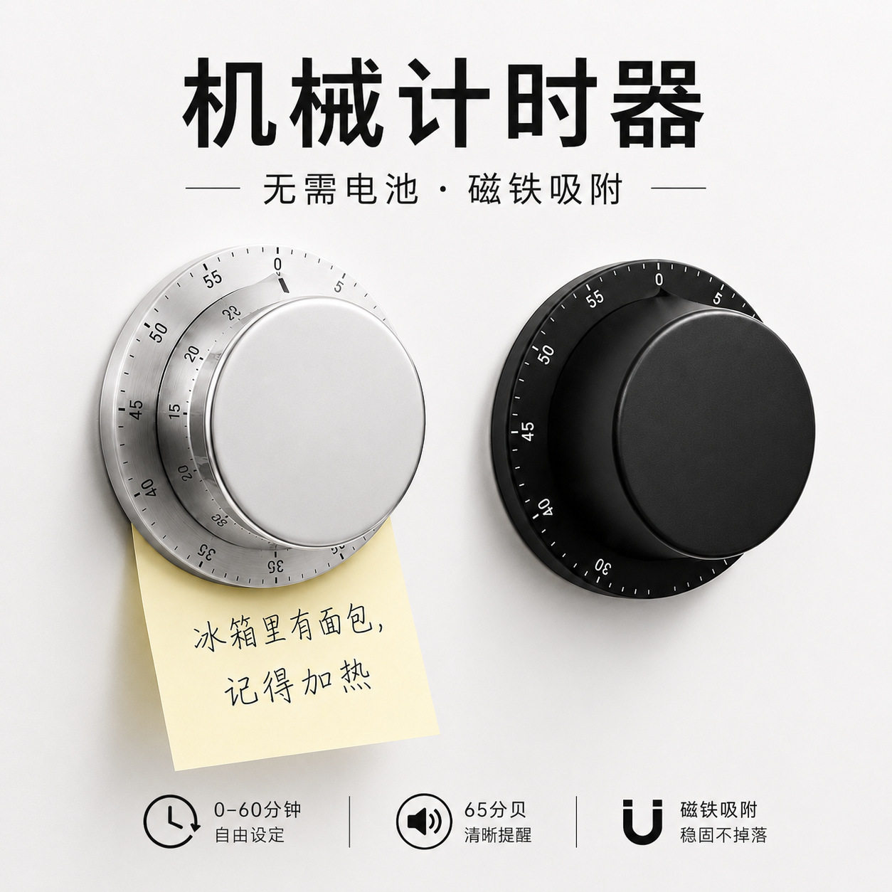 厨房计时器飞碟机械定时器不锈钢闹钟学习倒记时提醒器时间管理