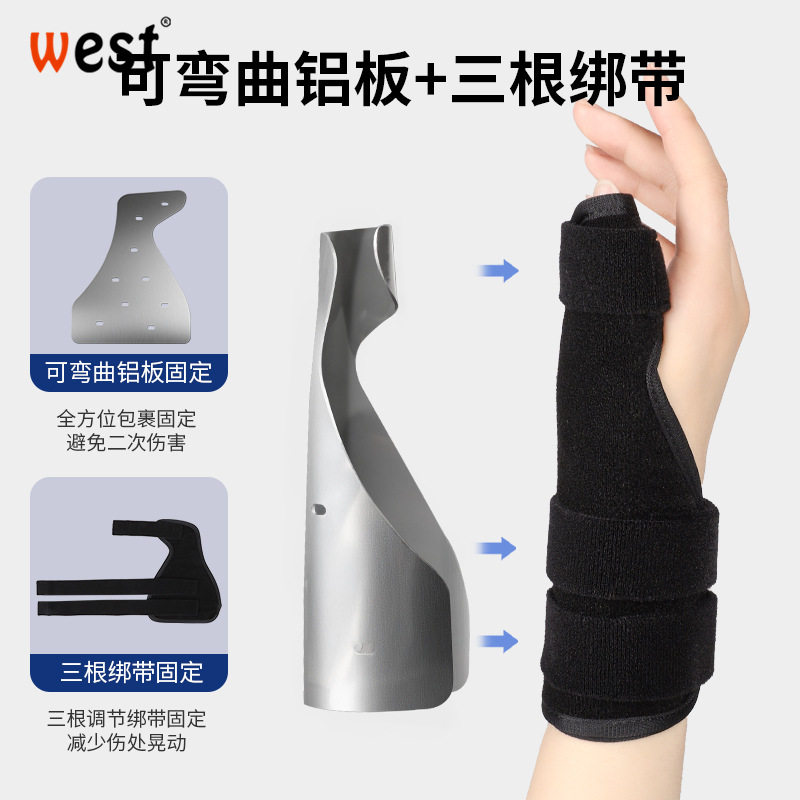 可折叠铝板大拇指腱鞘炎护指固定护腕绑带可调节透气办公护腕