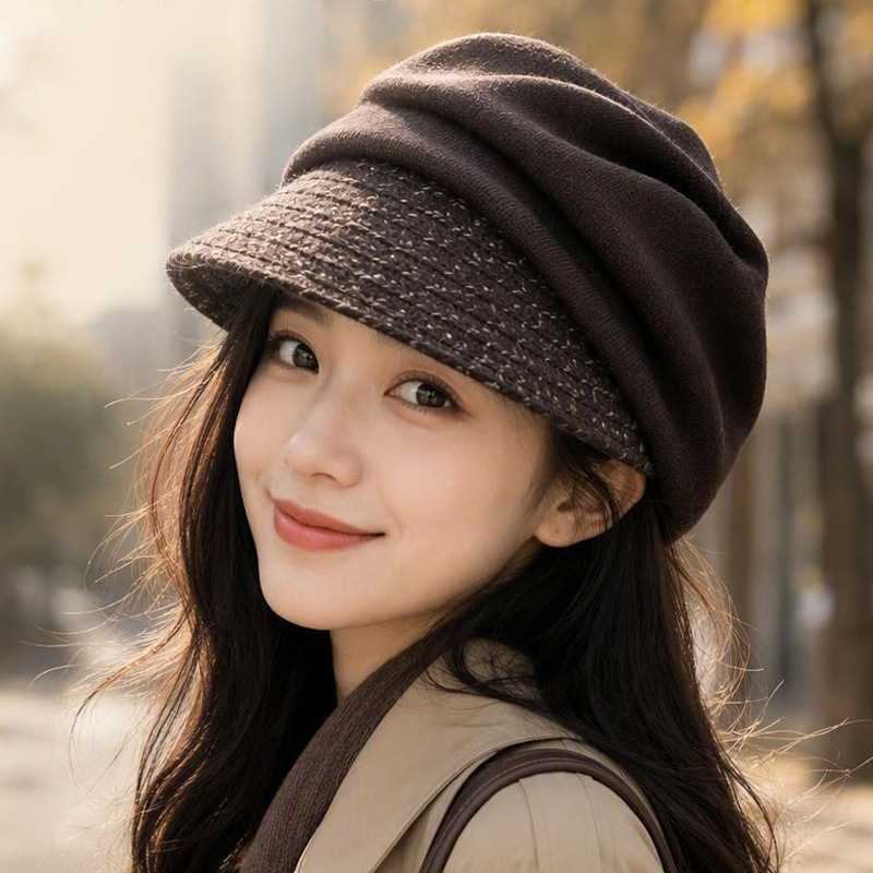 秋冬季韩系时尚帽子女款山本风高级感堆堆帽保暖百搭显脸小贝雷帽