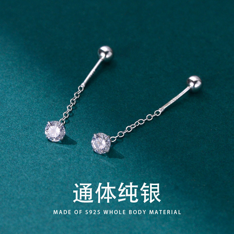 花未晞S925银韩短款气质单钻耳线