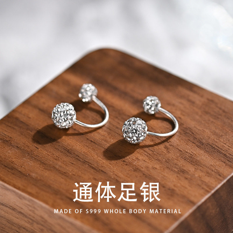 花未晞999银简约U型时尚百搭耳环